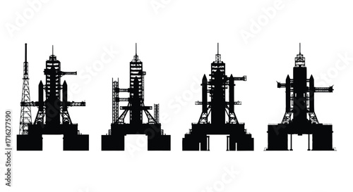 Medieval siege engines silhouette collection mechanical devices for ancient warfare illustrations vector