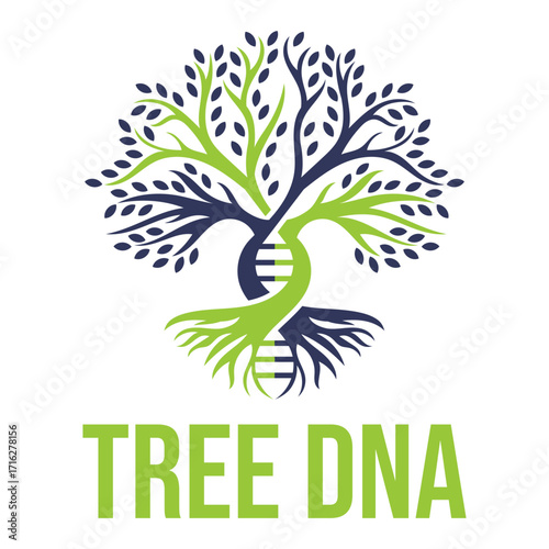 tree dna flat minimalist logo design