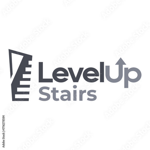 level up stairs flat minimalist logo design