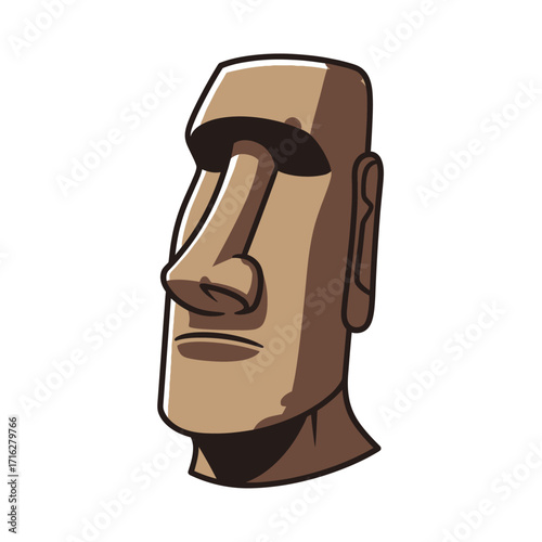 Illustration of a moai statue isolated on white background, representing the iconic easter island culture