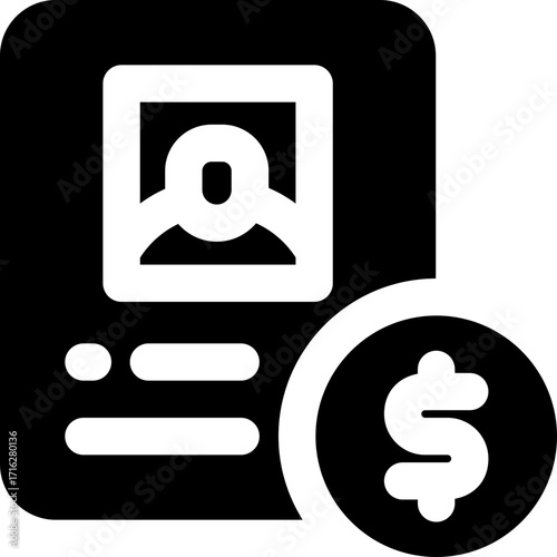 registration fee glyph icon. Strong and solid vector icon for websites, mobile interfaces, presentations, and visual branding. High quality and easy to edit.