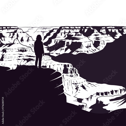 Grand canyon national park vector illustration isolated on white background silhouette design