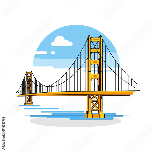Golden gate bridge in san francisco california united states isolated on white background