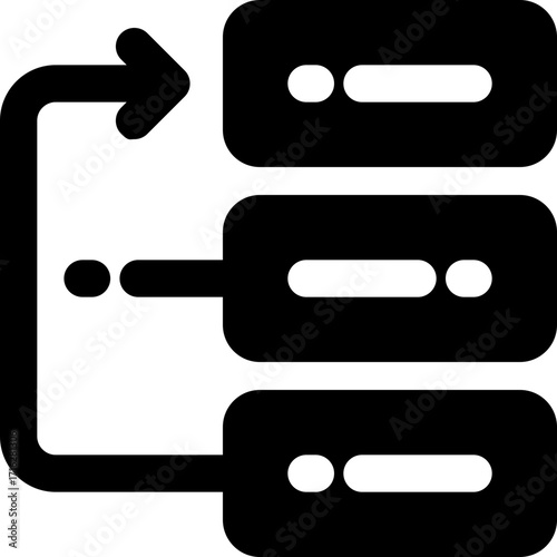 workflow glyph icon. Strong and solid vector icon for websites, mobile interfaces, presentations, and visual branding. High quality and easy to edit.