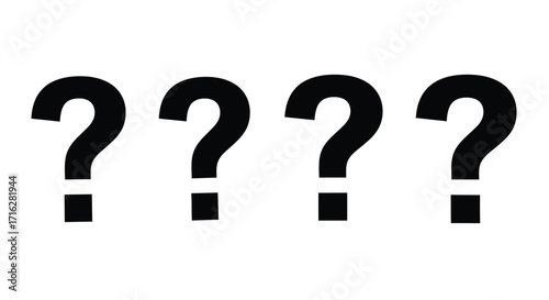 Four black question marks symbolizing confusion uncertainty doubt mystery and inquiry vector