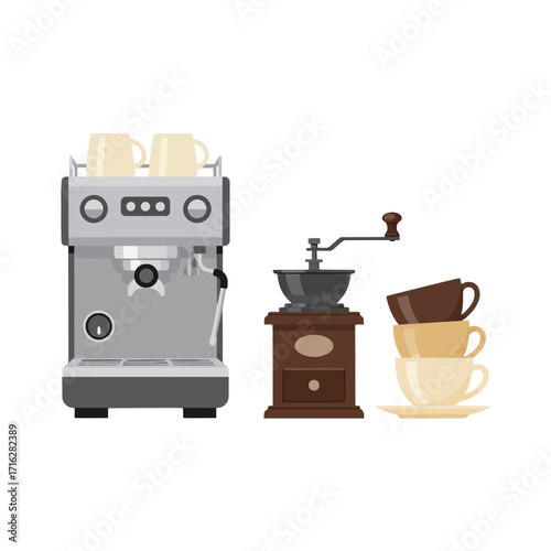 Espresso Machine and Coffee Grinder Brewing the Perfect Cup