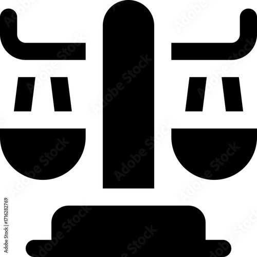 balance scale glyph icon. Strong and solid vector icon for websites, mobile interfaces, presentations, and visual branding. High quality and easy to edit.