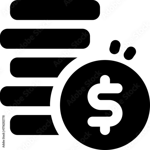 coin glyph icon. Strong and solid vector icon for websites, mobile interfaces, presentations, and visual branding. High quality and easy to edit.