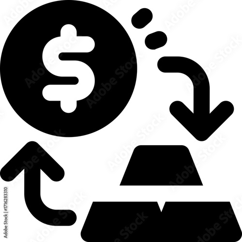 roi glyph icon. Strong and solid vector icon for websites, mobile interfaces, presentations, and visual branding. High quality and easy to edit.