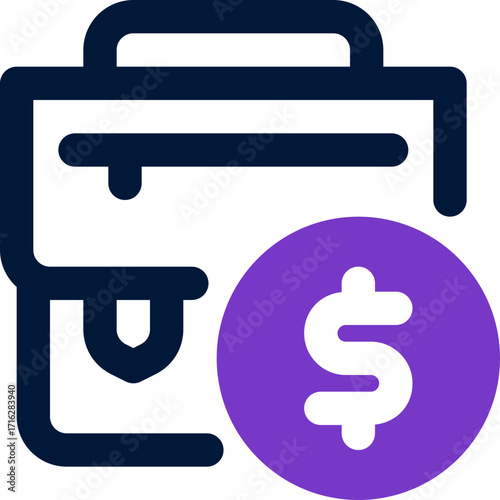 briefcase duotone icon. Sleek and modern vector icon for websites, mobile apps, marketing materials, and corporate design. Fully scalable and ready to use.