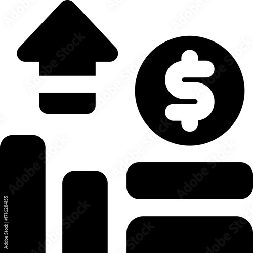 growth glyph icon. Strong and solid vector icon for websites, mobile interfaces, presentations, and visual branding. High quality and easy to edit.