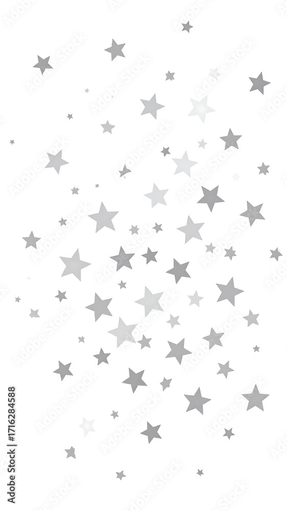 Obraz premium Grey stars scattered on white background