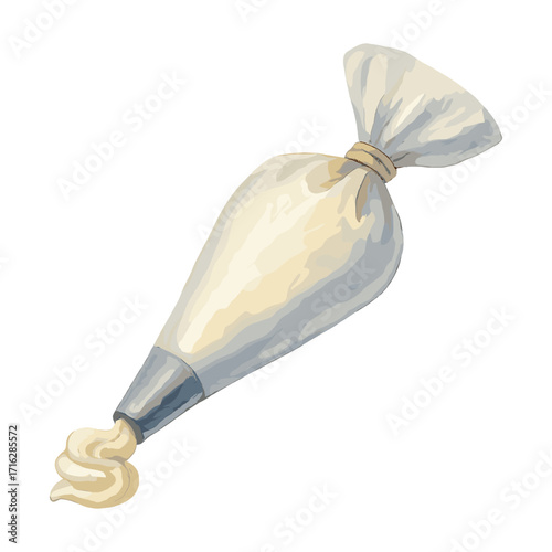 piping bag icing tool in watercolor illustration style, isolated vector on white background