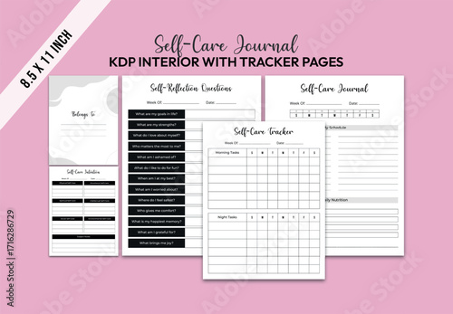 Self Care Journal Kdp Interior With Reflection & Wellness Tracker Planner 