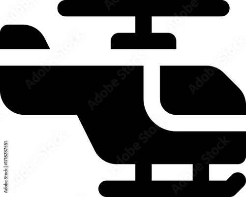 helicopter glyph icon. Strong and solid vector icon for websites, mobile interfaces, presentations, and visual branding. High quality and easy to edit.