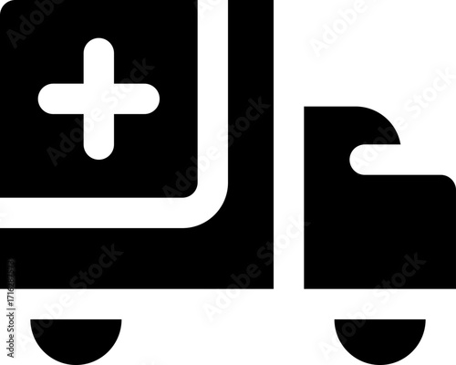 ambulance glyph icon. Strong and solid vector icon for websites, mobile interfaces, presentations, and visual branding. High quality and easy to edit.