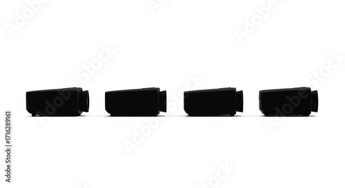 Four black whisk attachment tips for food mixer isolated object studio shot vector