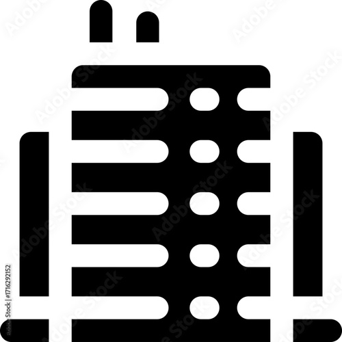 building glyph icon. Strong and solid vector icon for websites, mobile interfaces, presentations, and visual branding. High quality and easy to edit.