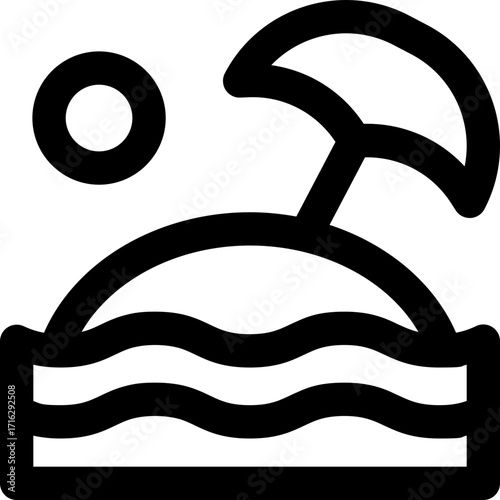 beach line icon. Clean and minimalist vector icon for websites, mobile apps, presentations, and logos. Fully scalable and customizable for any project.