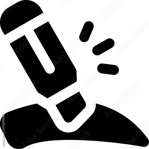 eyebrow pencil glyph icon. Strong and solid vector icon for websites, mobile interfaces, presentations, and visual branding. High quality and easy to edit.