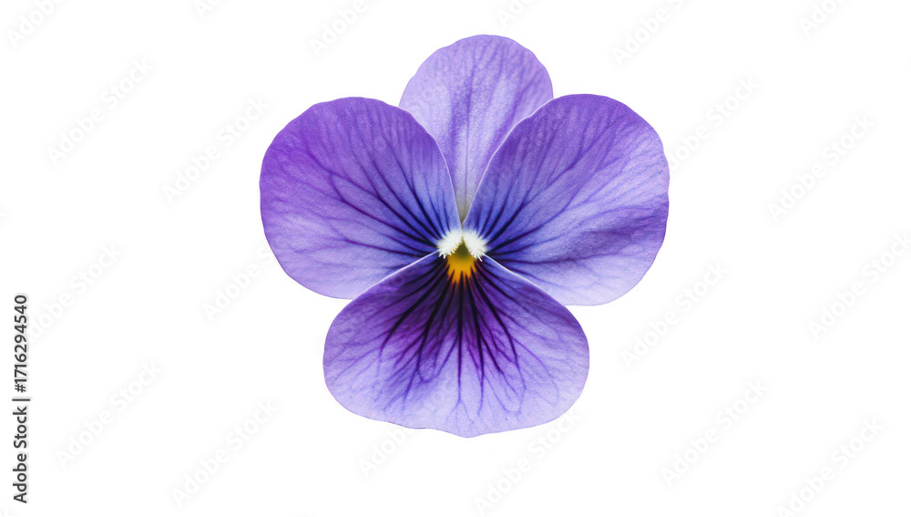 Obraz premium A close-up view of a purple flower with delicate petals and intricate veining. set against a clean white background. ideal for botanical studies or floral design inspiration