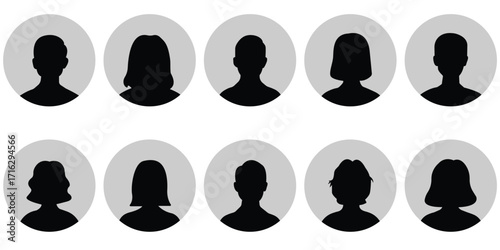Men and women avatars set. Male and female silhouettes abstract people. User profiles badges. vector illustration.