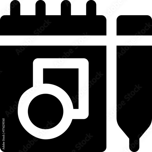 sketchbook glyph icon. Strong and solid vector icon for websites, mobile interfaces, presentations, and visual branding. High quality and easy to edit.