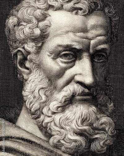 Wallpaper Mural Bust Portrait of Michelangelo: Iconic Italian Sculptor, Architect, Poet, and Engineer on Historical Banknote Collection Torontodigital.ca