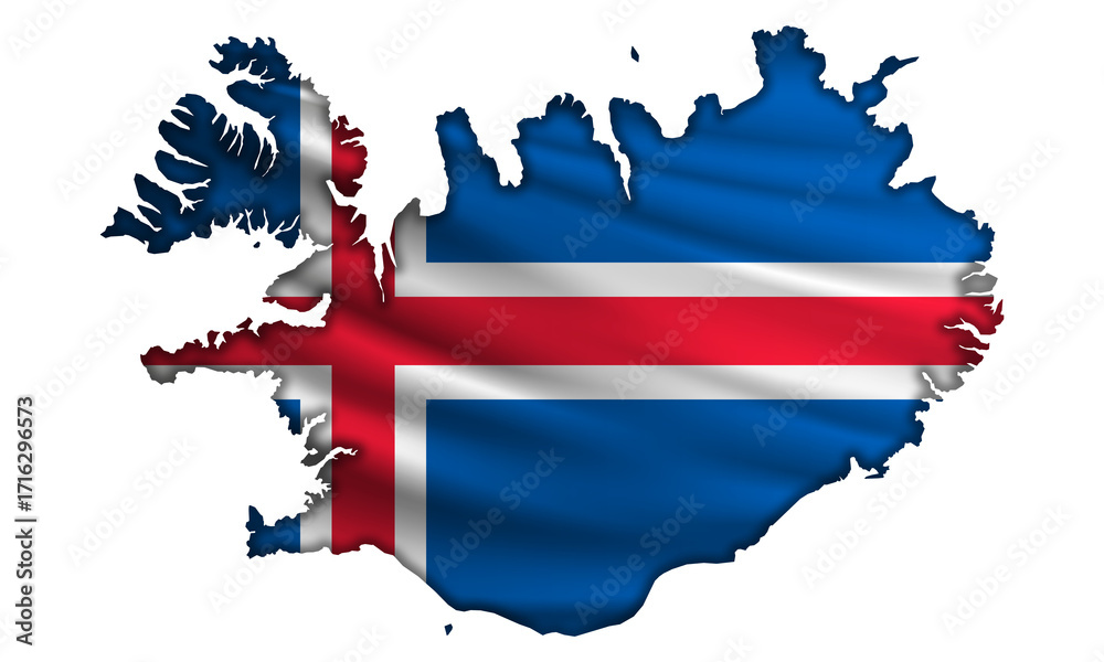 Obraz premium Flag Iceland in the form of a map