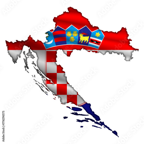 Flag Croatia in the form of a map