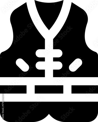 life vest glyph icon. Strong and solid vector icon for websites, mobile interfaces, presentations, and visual branding. High quality and easy to edit.