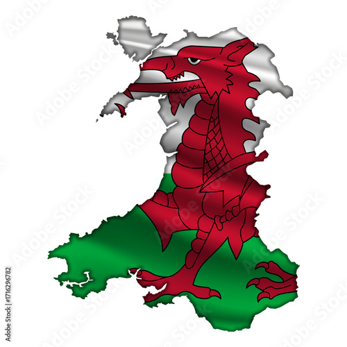 Flag Wales in the form of a map
