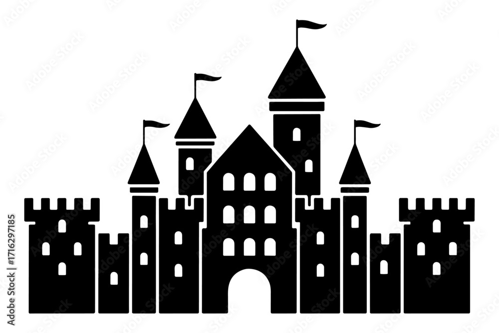 Fototapeta premium architectural silhouette of magnificent castle 