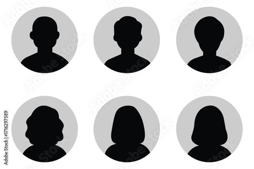 Men and women avatars set. Male and female silhouettes abstract people. User profiles badges. vector illustration.