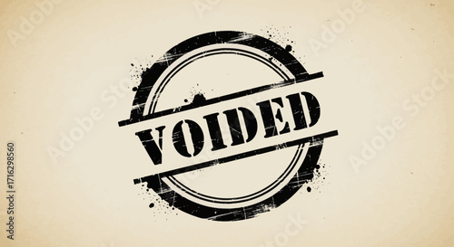 Grungy black rubber stamp impression with the word VOIDED in bold block letters and distressed texture
