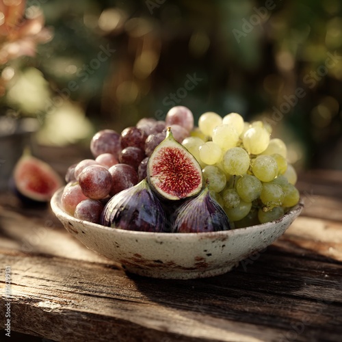 grapes on a wooden table