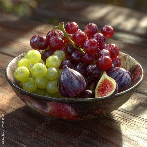 grapes on a wooden table