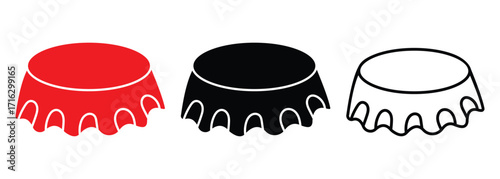 Bottle caps icons vector.  Beer, cold drinks, glass bottlecaps, Labels design. Bottle aluminum caps, Vector illustrtation.