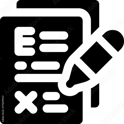 essay glyph icon. Strong and solid vector icon for websites, mobile interfaces, presentations, and visual branding. High quality and easy to edit.