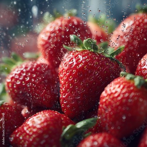 fresh strawberry in water