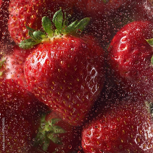 fresh strawberry in water