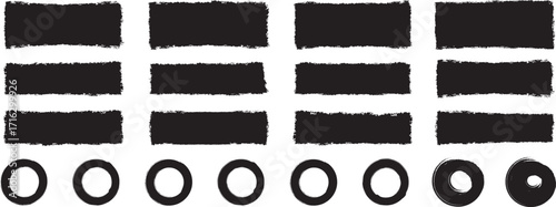 Black set paint, ink brush, brush strokes, brushes, lines,  brush strokes isolated on white background. Grunge banner background. Vector illustration