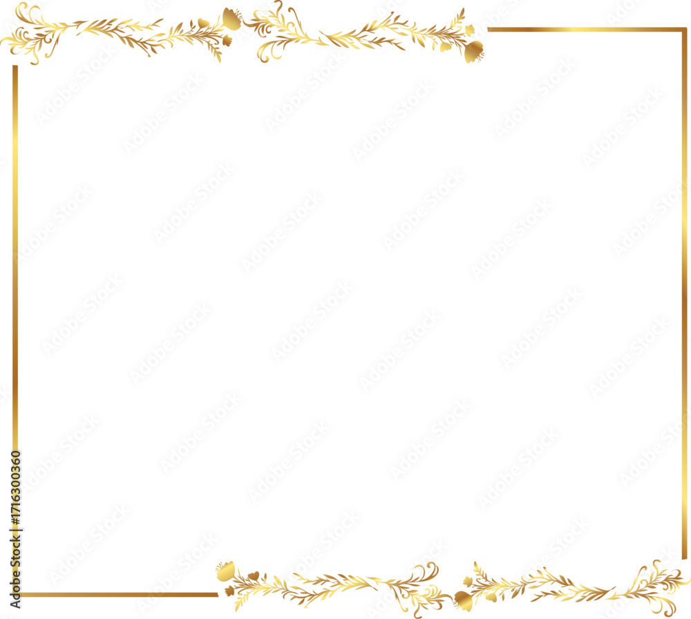 Obraz premium frame with leaves gold border Golden Border Warm Color Frame 