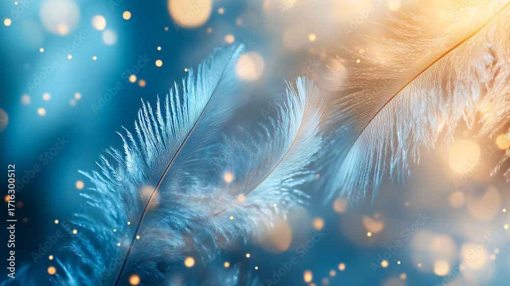 custom made wallpaper toronto digitalAbstract Blue and Gold Background with Delicate Feathers