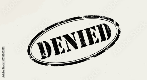 Distressed black stamp mark with 'DENIED' in bold, inside an oval seal, showing vintage texture