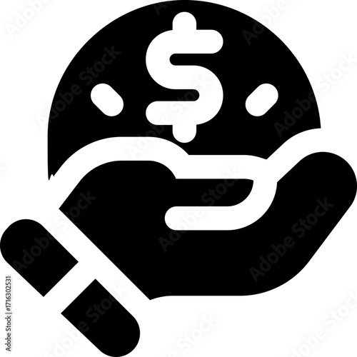 donation glyph icon. Strong and solid vector icon for websites, mobile interfaces, presentations, and visual branding. High quality and easy to edit.