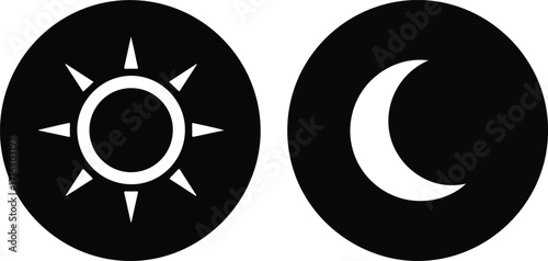 Sun and Moon Icon Set – Day and Night Symbols