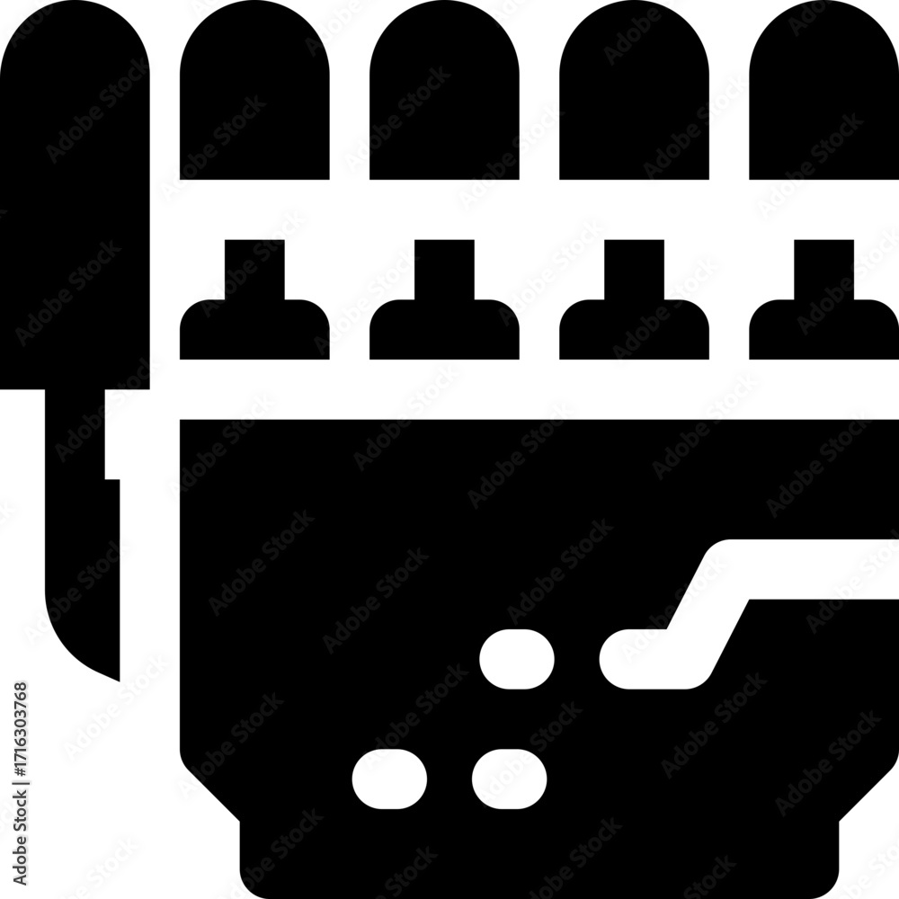 Obraz premium mechanical hand glyph icon. Strong and solid vector icon for websites, mobile interfaces, presentations, and visual branding. High quality and easy to edit.