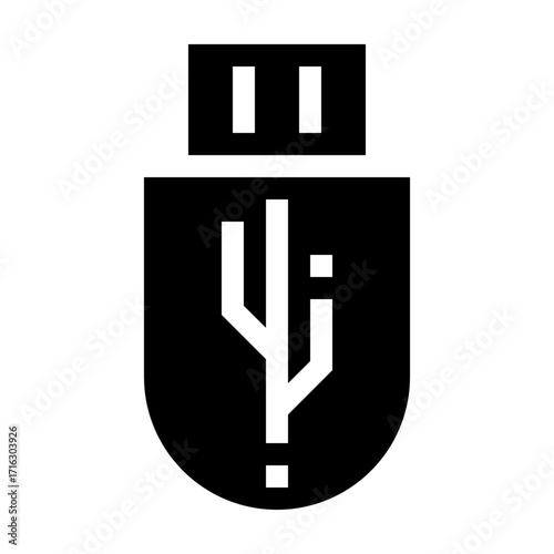 icono de USB. Transferencia de datos, conexión digital y tecnología. Flujo de información. Ilustración vectorial