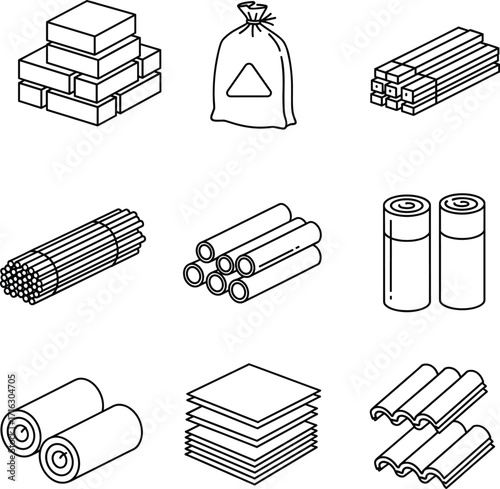 Minimalist Construction Material IconsMinimalist Construction Material Icons
